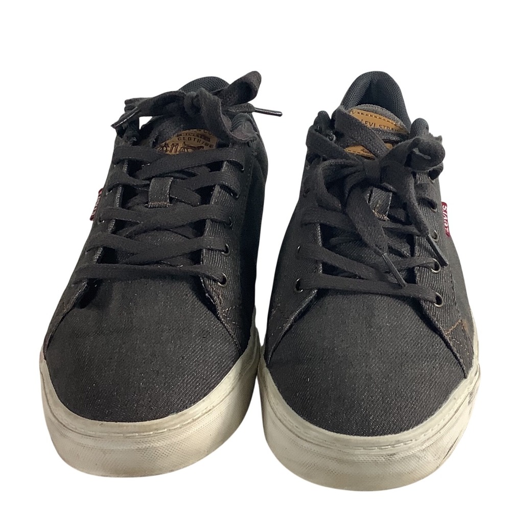 Levis Mens 518497K36 Charcoal Grey Canvas Low Top Sneakers Size 10.5